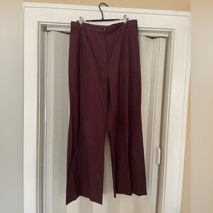 CHANEL Deep Burgundy Trousers with Logo Button